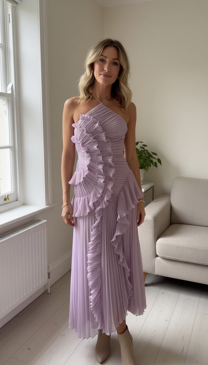 Adeline | Anmutiges und Luftiges Maxikleid für Damen mit asymmetrischem Ausschnitt