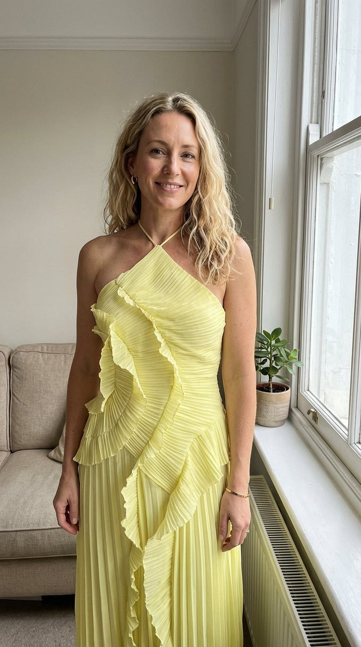 Adeline | Elegantes, luftiges Maxikleid für Damen mit asymmetrischem Ausschnitt