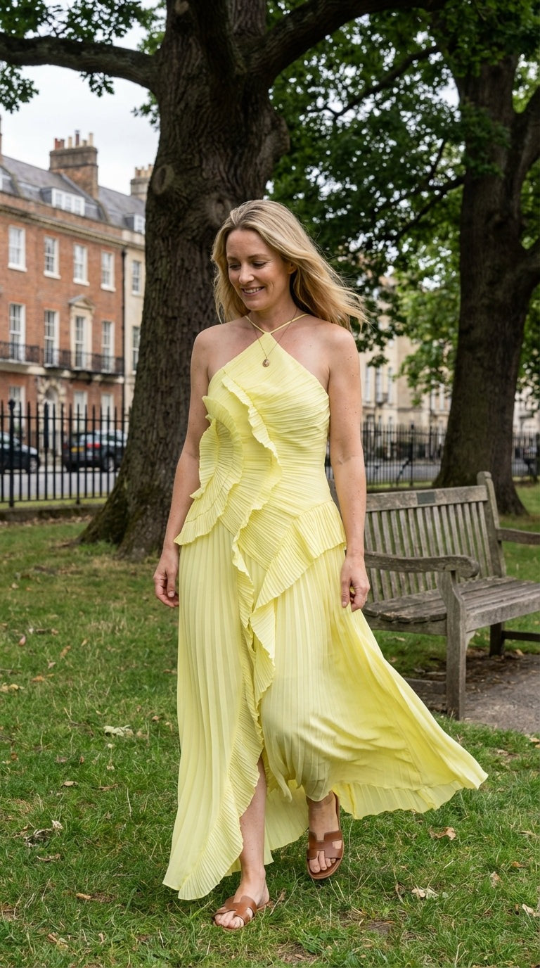 Adeline | Anmutiges und Luftiges Maxikleid für Damen mit asymmetrischem Ausschnitt