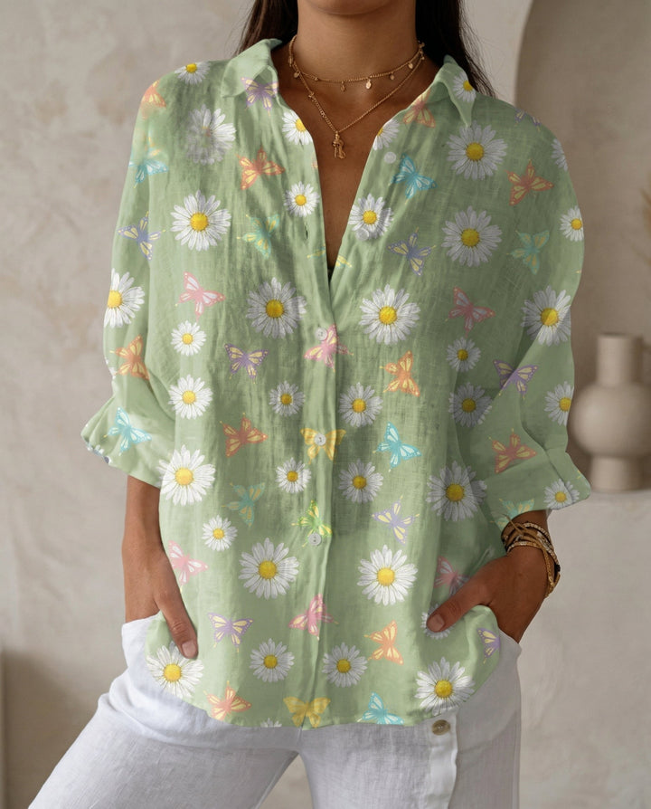 Rosalie | Floral Garden Top für Damen mit V-Ausschnitt und kurzen Ärmeln