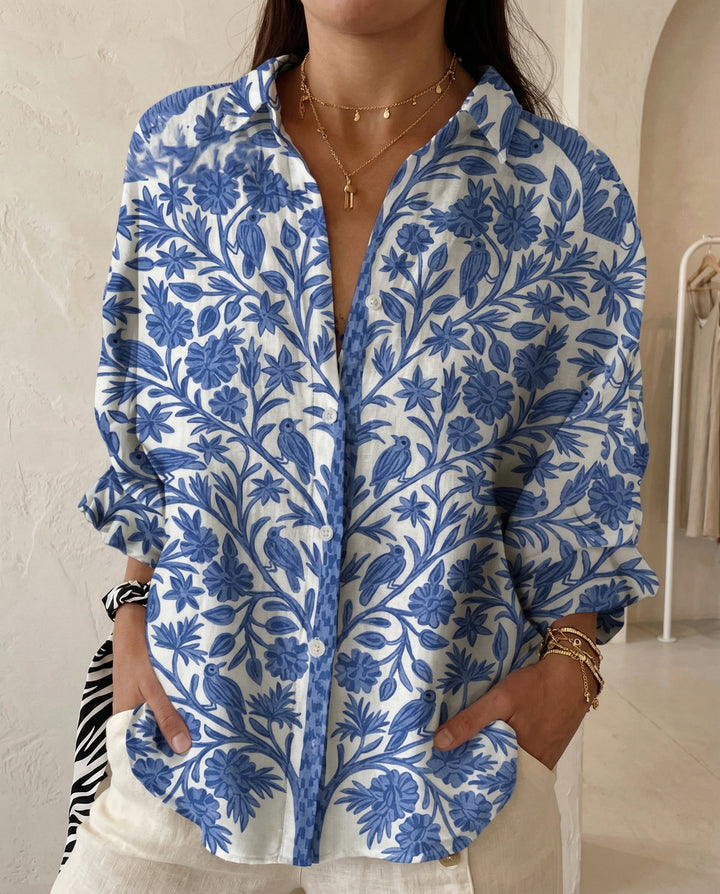 Rosalie | Floral Garden Top für Damen mit V-Ausschnitt und kurzen Ärmeln