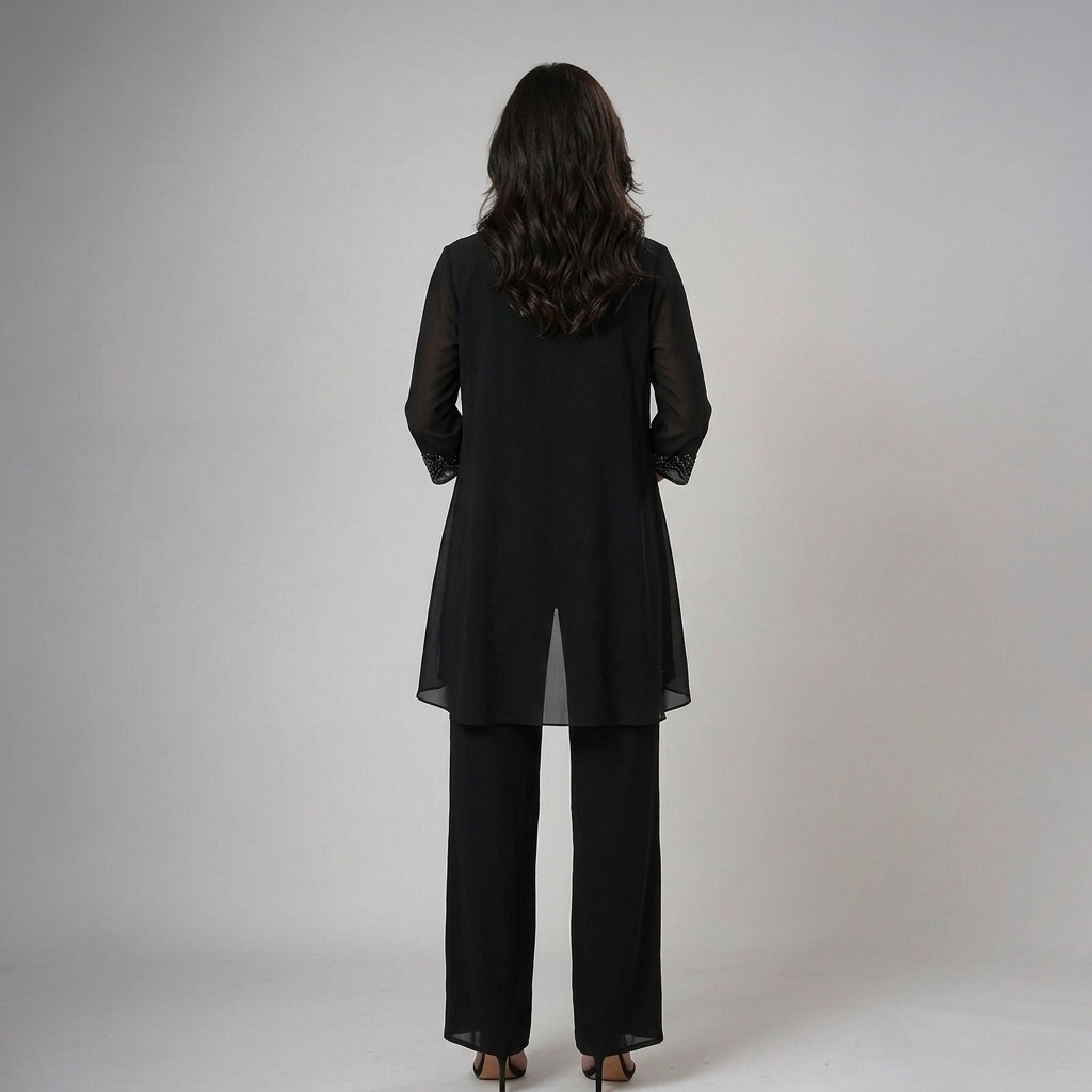Iva Elegantes Trio-Set für Damen mit Rundhalsausschnitt und langen Ärmeln
