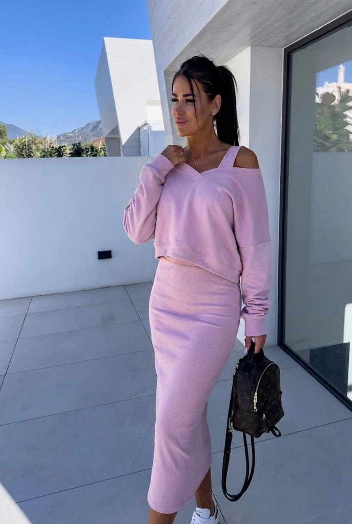 Andrea | Lässiges Sweatshirt und Kleid Set für Damen mit Rundhalsausschnitt