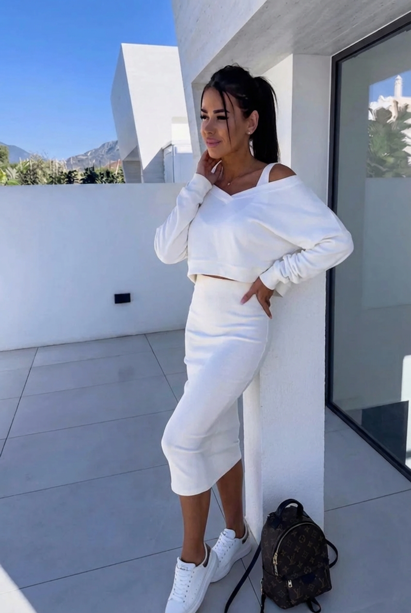 Andrea | Lässiges Sweatshirt und Kleid Set für Damen mit Rundhalsausschnitt