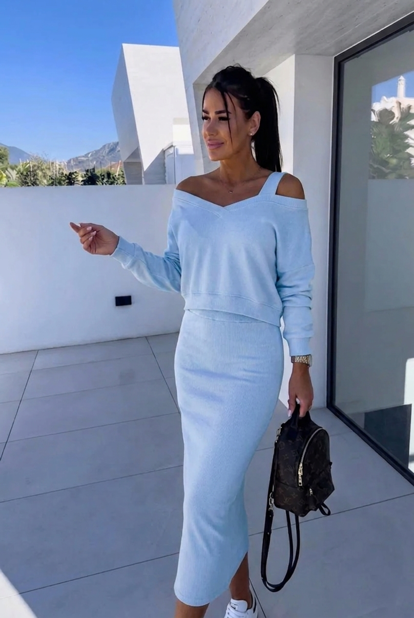 Andrea | Lässiges Sweatshirt und Kleid Set für Damen mit Rundhalsausschnitt