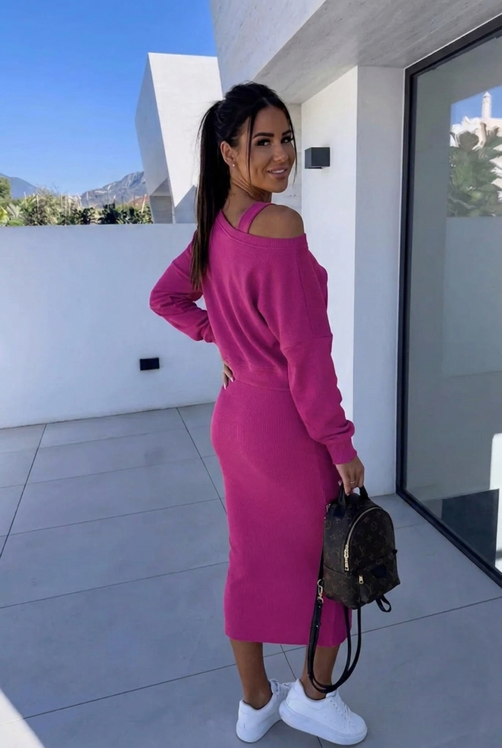 Andrea | Lässiges Sweatshirt und Kleid Set für Damen mit Rundhalsausschnitt