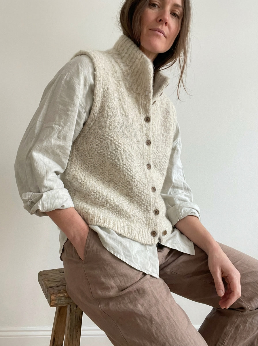 Ingrid | Eleganter Cardigan Ohne Ärmel für Damen mit V-Ausschnitt