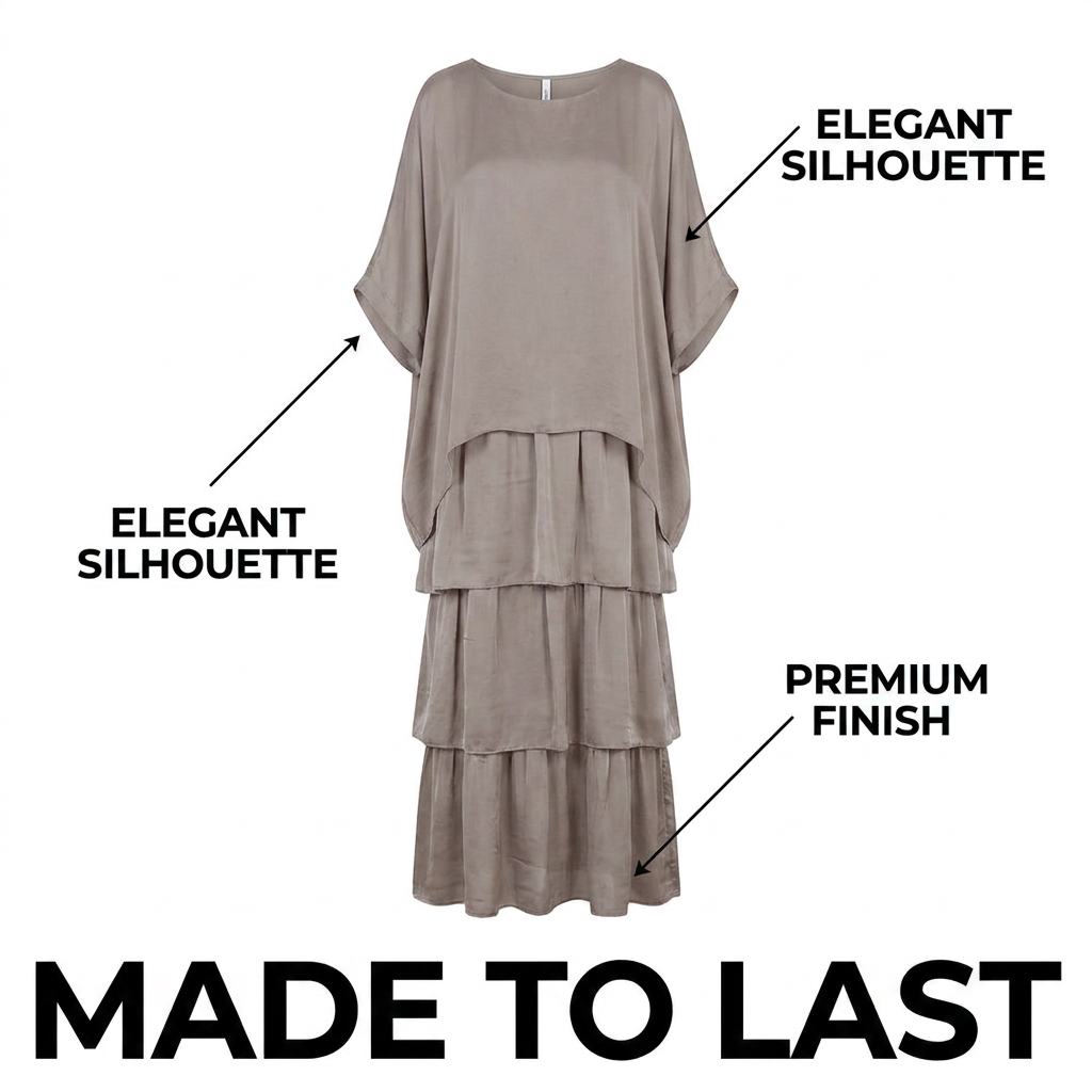 Susan | Schickes Maxikleid für Damen mit Rundhalsausschnitt und 3/4-Ärmeln