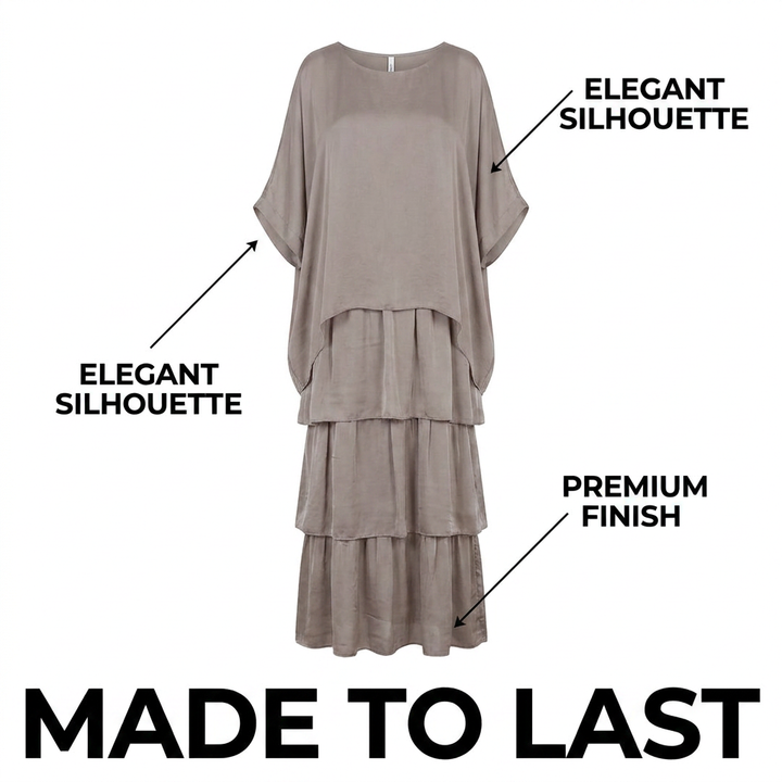 Susan | Schickes Maxikleid für Damen mit Rundhalsausschnitt und 3/4-Ärmeln