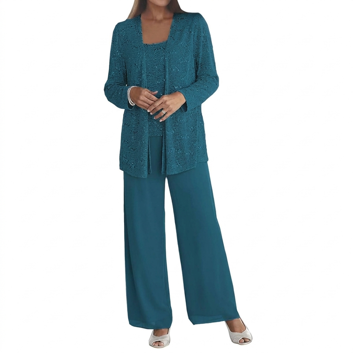 Damen Pailletten Langarm-Set