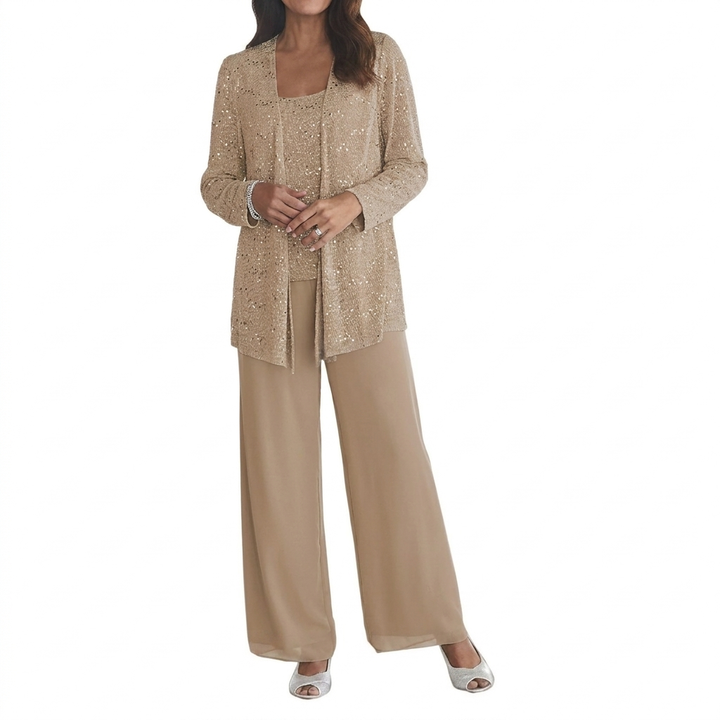 Damen Pailletten Langarm-Set