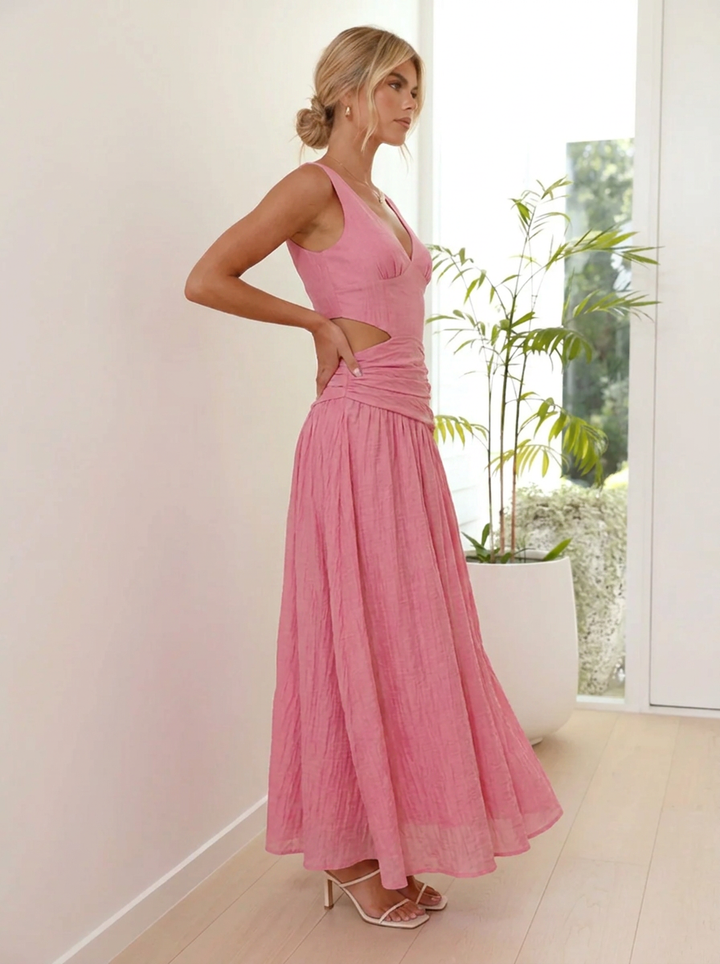Grace | Elegantes Sommerkleid für Damen mit eckigem Ausschnitt und kurzen Ärmeln