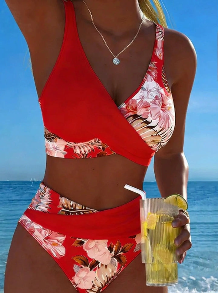 Luna | Damen V-Ausschnitt Strap Bikini mit Bindung
