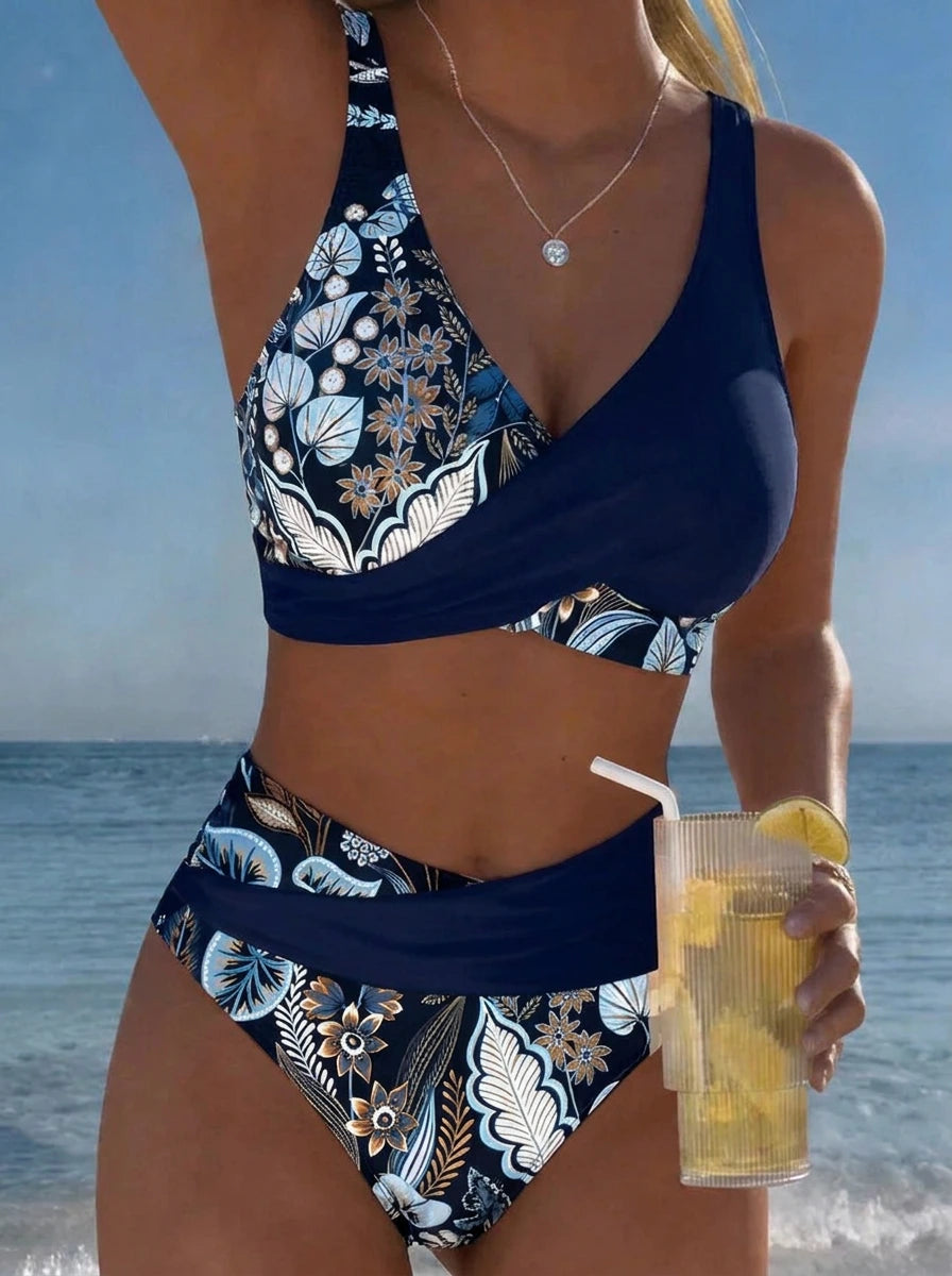 Luna | Damen V-Ausschnitt Strap Bikini mit Bindung