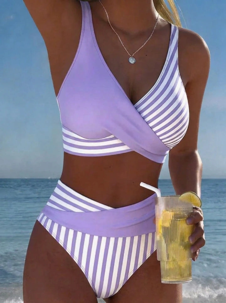 Luna | Damen V-Ausschnitt Strap Bikini mit Bindung