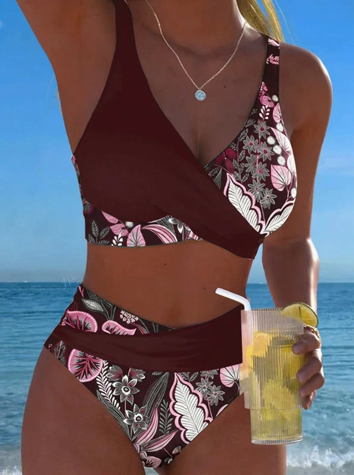 Luna | Damen V-Ausschnitt Strap Bikini mit Bindung