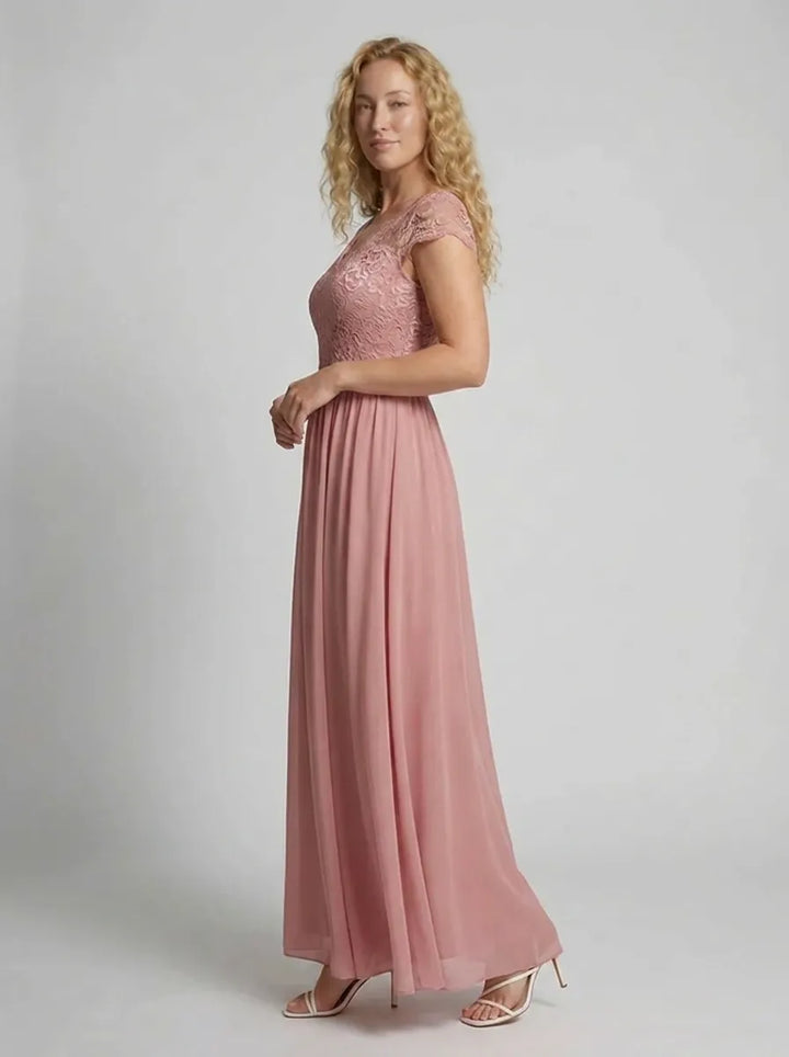 Damen Ärmelloses Spitzen-Maxikleid mit Rundhalsausschnitt