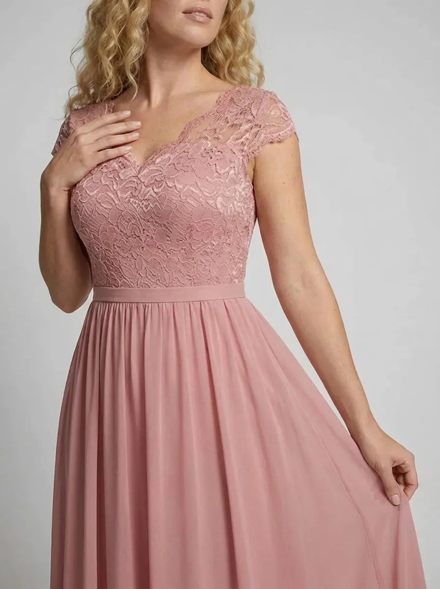 Damen Ärmelloses Spitzen-Maxikleid mit Rundhalsausschnitt