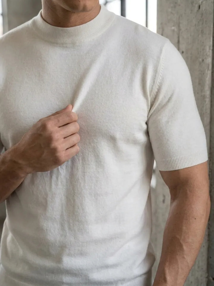 Elias | Merino Shirt für Herren mit Rundhalsausschnitt und kurzen Ärmeln