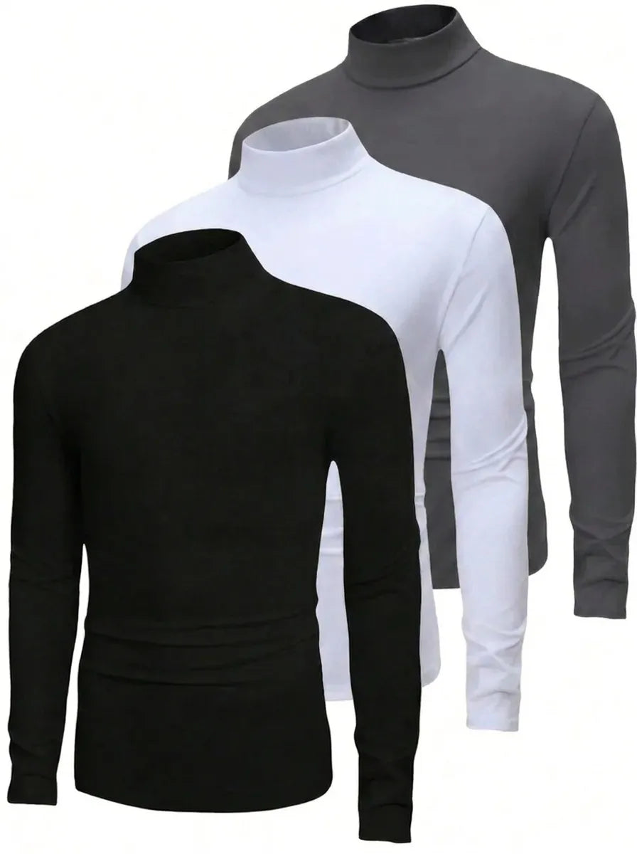 Ethan | Essentials Rollkragen 3er-Pack Pullover für Herren mit langen Ärmeln