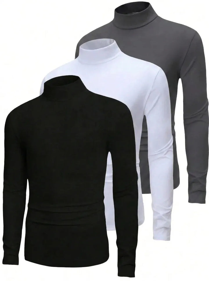 Ethan | Essentials Rollkragen 3er-Pack Pullover für Herren mit langen Ärmeln