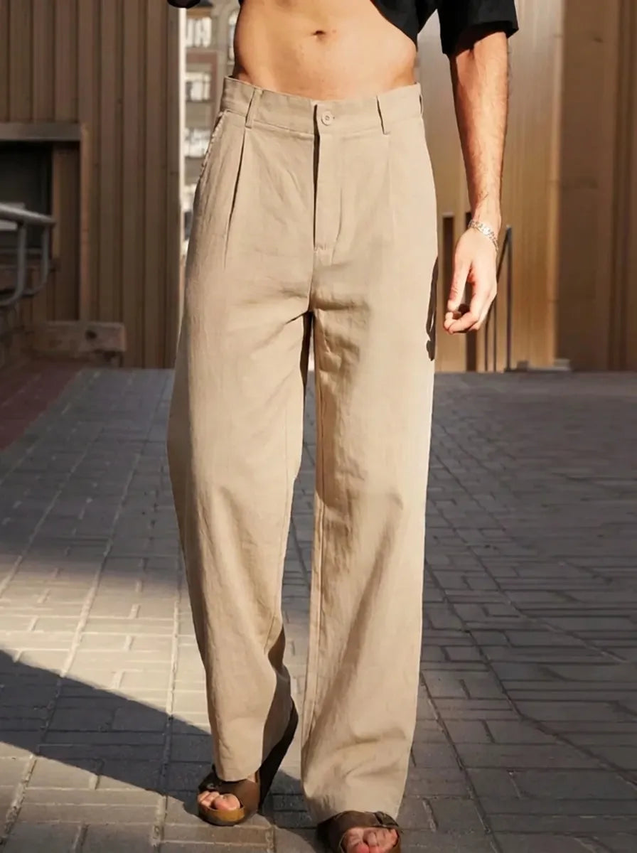 Malik | Weite Hose für Herren mit hohem Bund