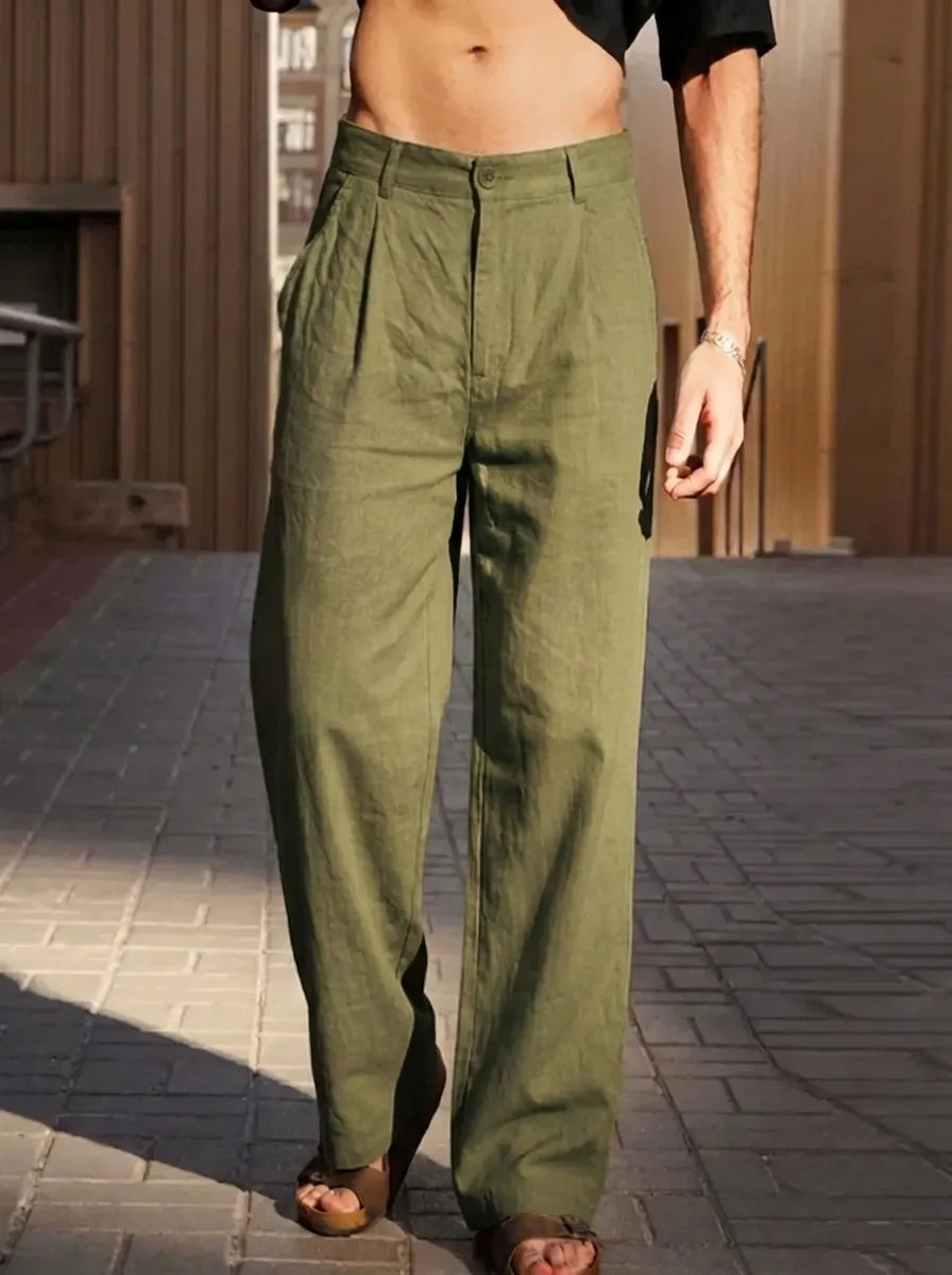 Malik | Weite Hose für Herren mit hohem Bund
