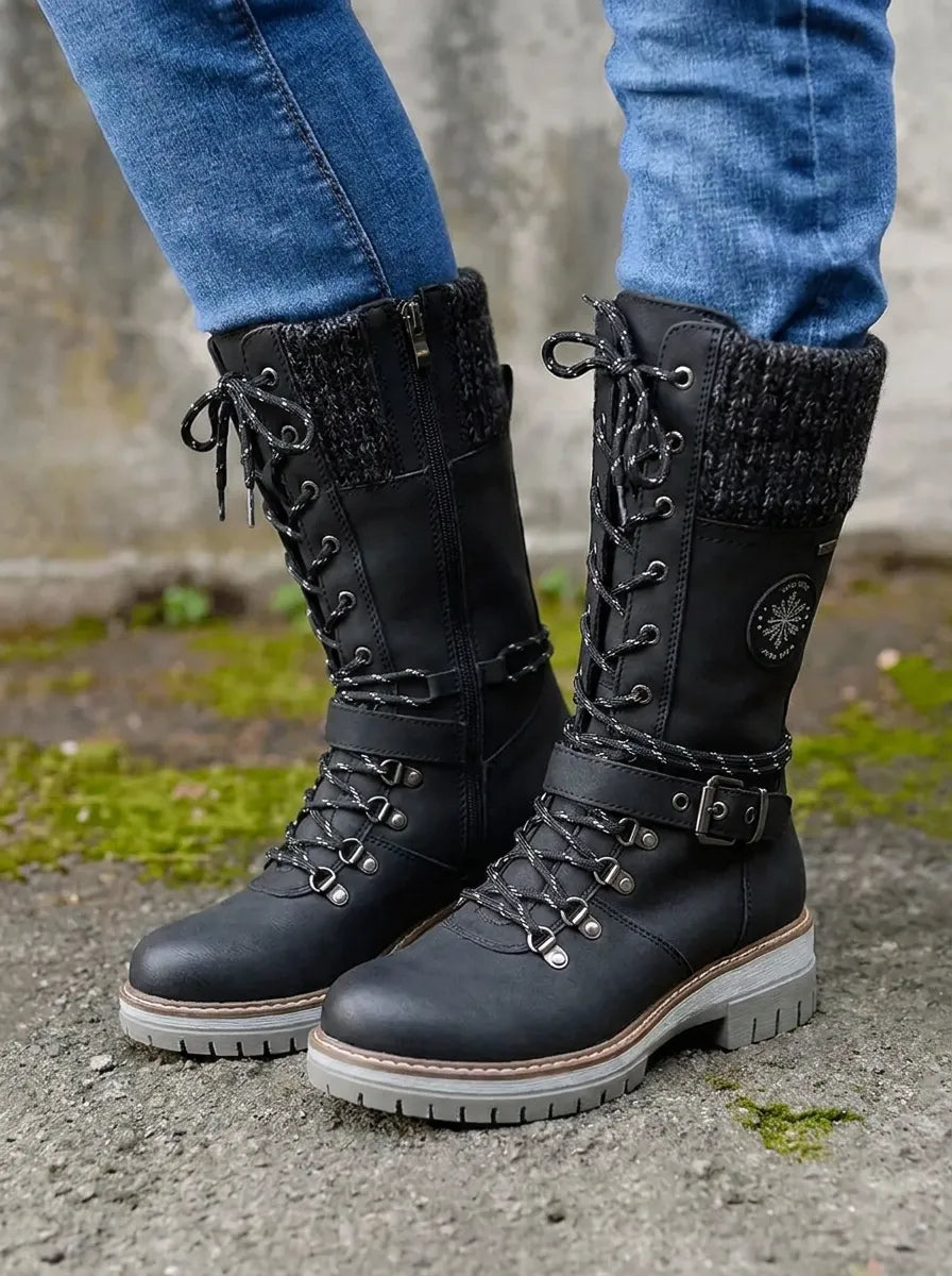 FrostLuxe | Wasserdichte Schnürstiefel in Wadenlänge für Damen