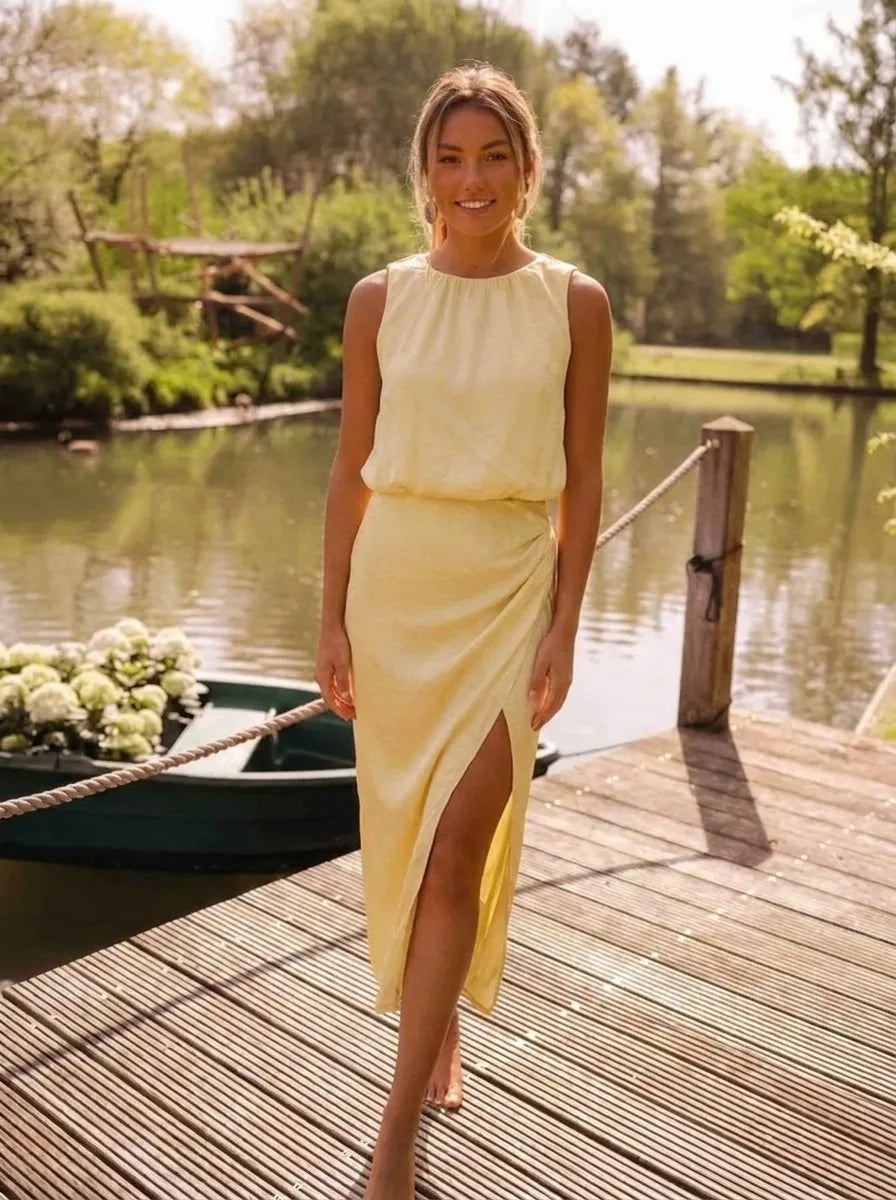 Lisa | Müheloses Sommer-Midi-Kleid für Damen mit Rundhalsausschnitt