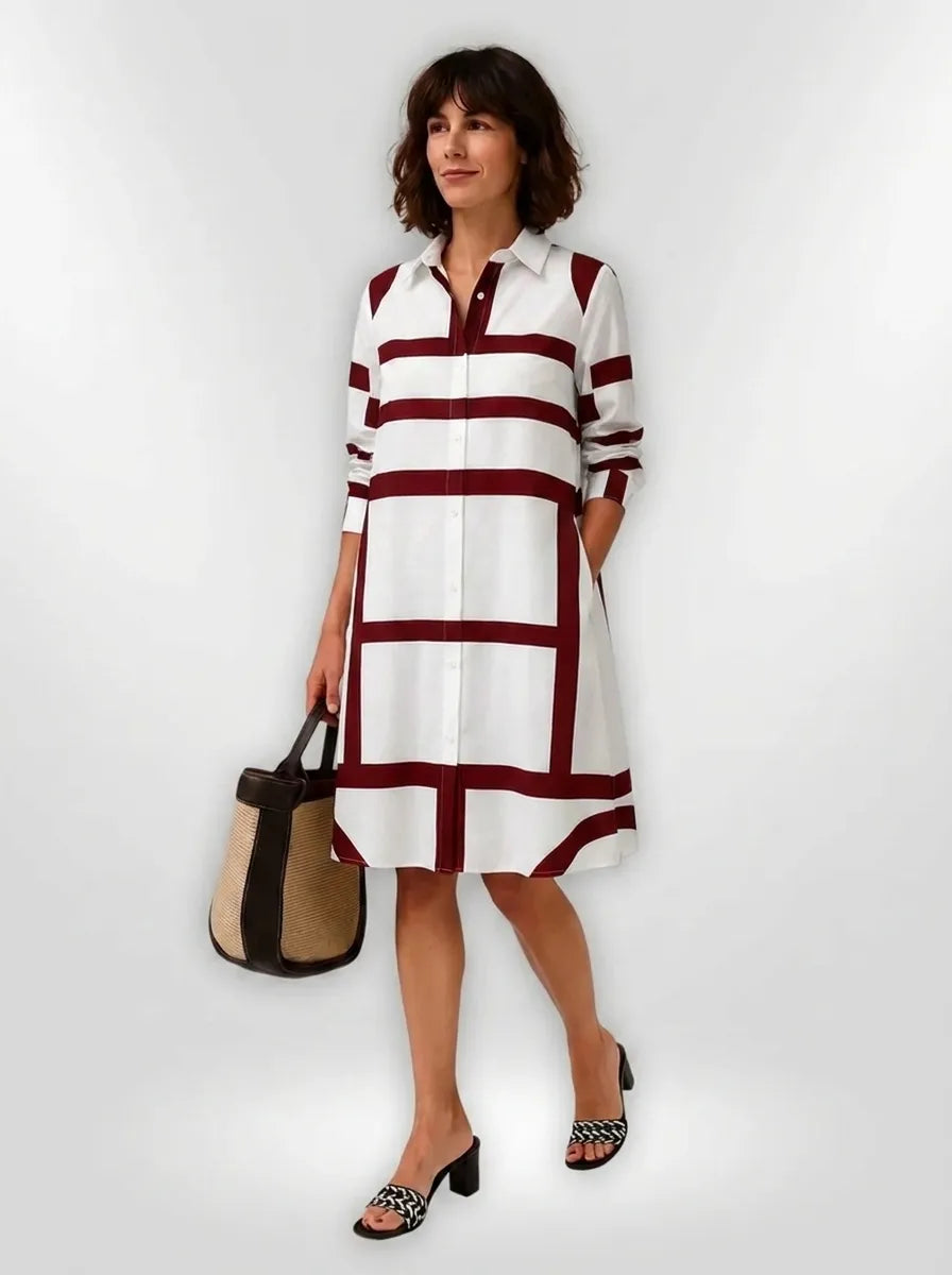Helena | Abito midi da donna senza tempo con motivo geometrico