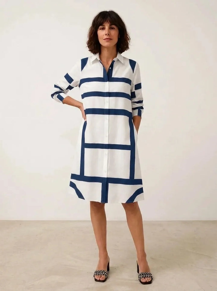 Helena | Abito midi da donna senza tempo con motivo geometrico