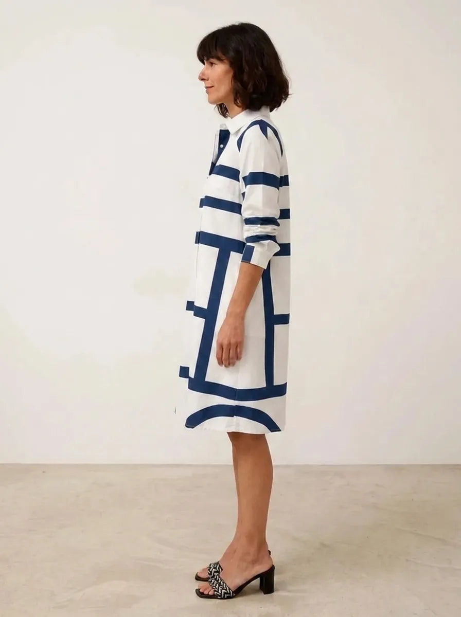 Helena | Abito midi da donna senza tempo con motivo geometrico