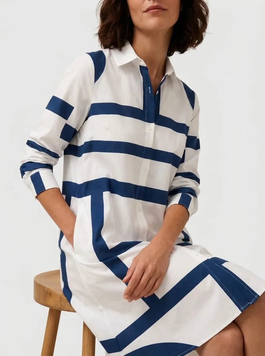 Helena | Abito midi da donna senza tempo con motivo geometrico