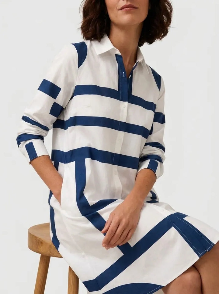 Helena | Abito midi da donna senza tempo con motivo geometrico