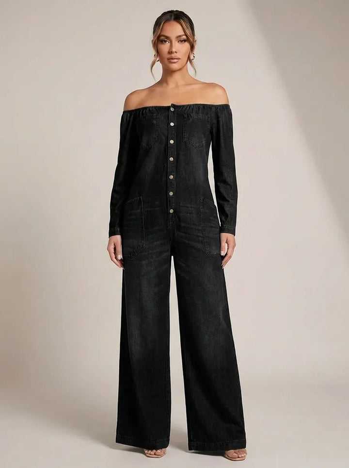 Noa | Denim-Jumpsuit mit schulterfrei-Ausschnitt