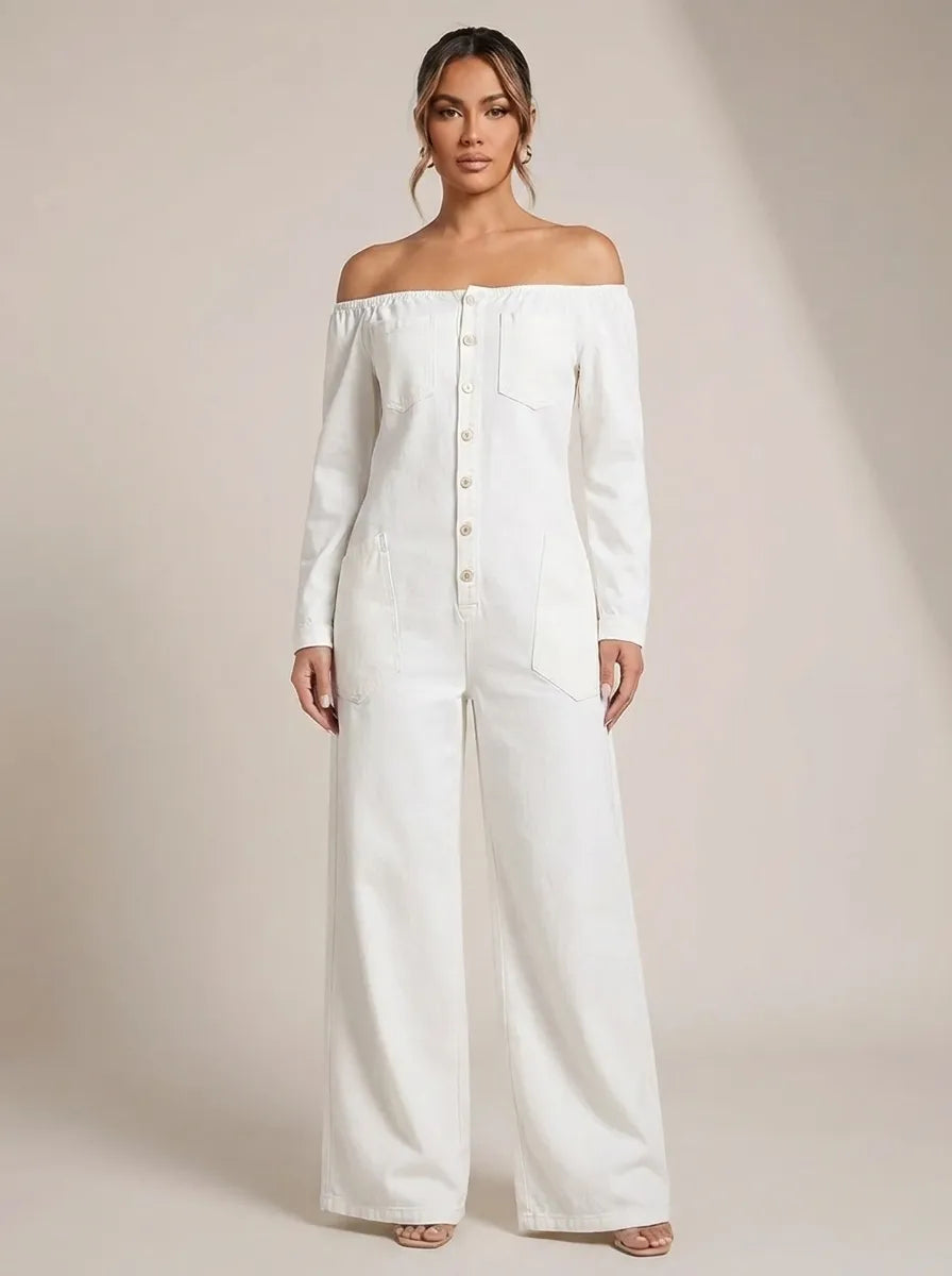 Noa | Denim-Jumpsuit mit schulterfrei-Ausschnitt