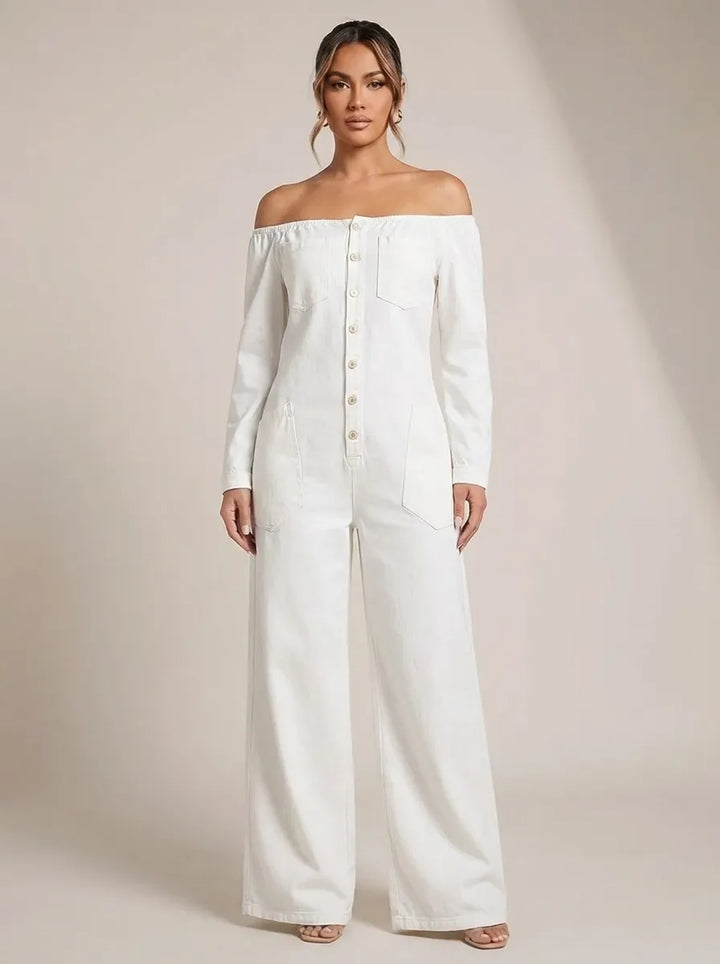 Noa | Denim-Jumpsuit mit schulterfrei-Ausschnitt