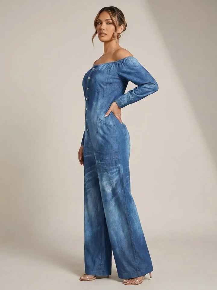 Noa | Denim-Jumpsuit mit schulterfrei-Ausschnitt