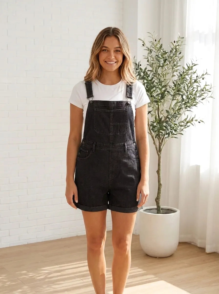 Remita | Vintage Verstellbare Denim Latzshorts