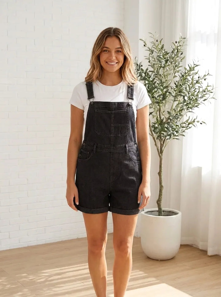 Remita | Vintage Verstellbare Denim Latzshorts