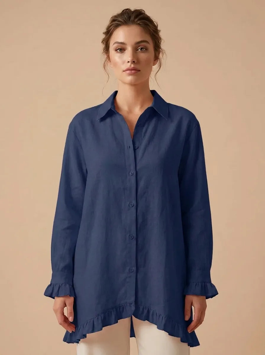 Celeste | Camisa elegante y sofisticada para mujer con escote en V