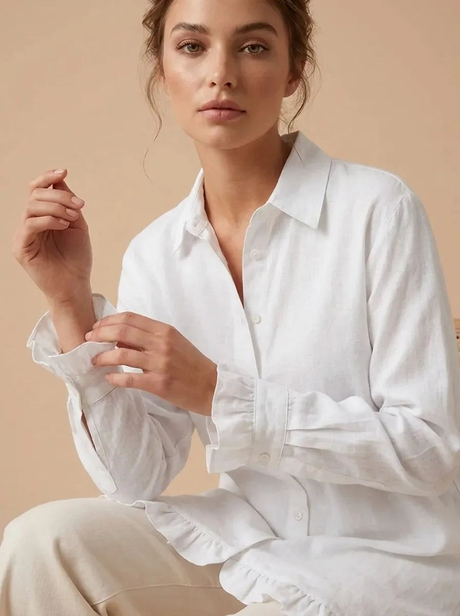 Celeste | Camisa elegante y sofisticada para mujer con escote en V