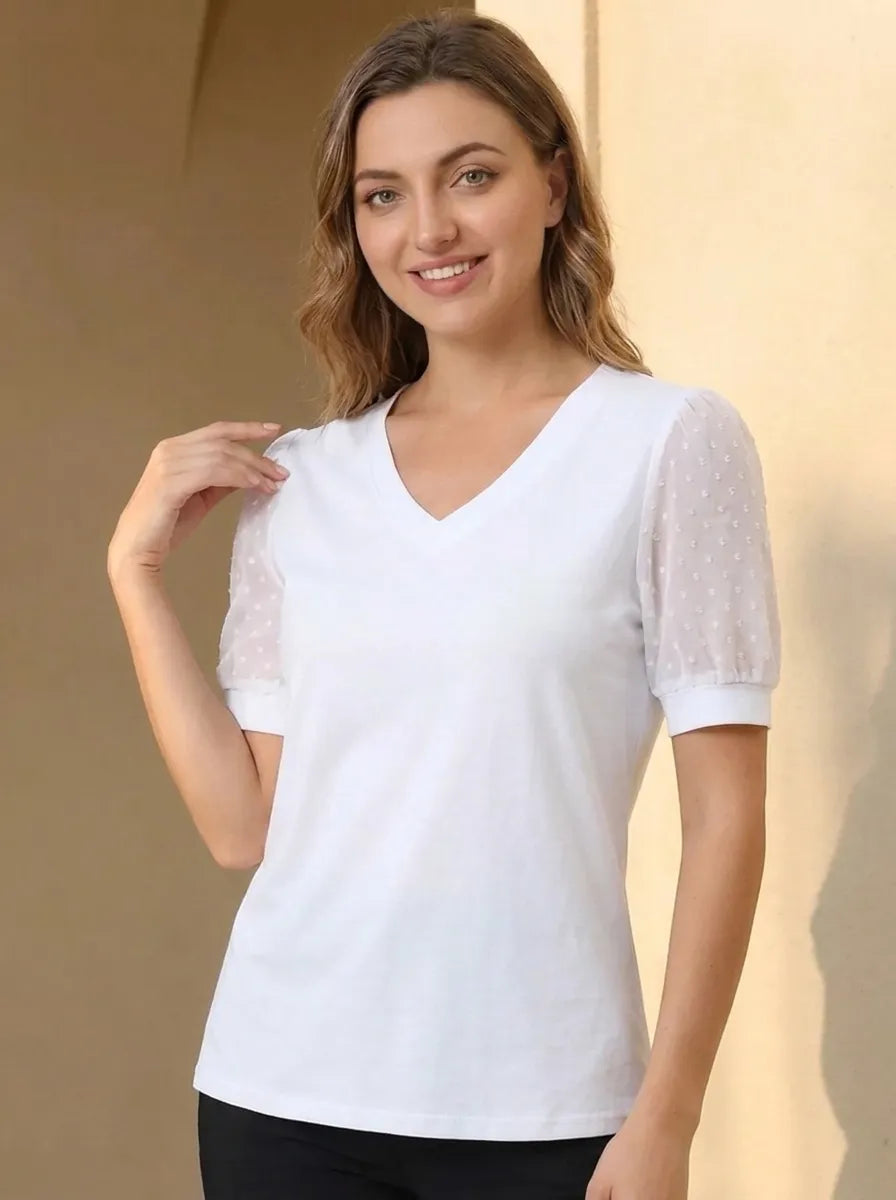 Lara | V-Ausschnitt Elegantes Top für Damen mit kurzen Ärmeln