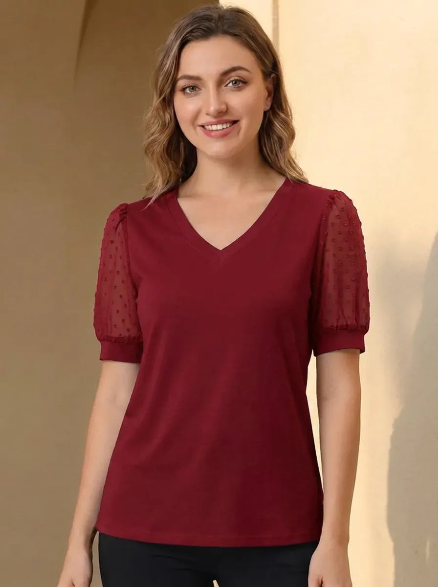 Lara | V-Ausschnitt Elegantes Top für Damen mit kurzen Ärmeln