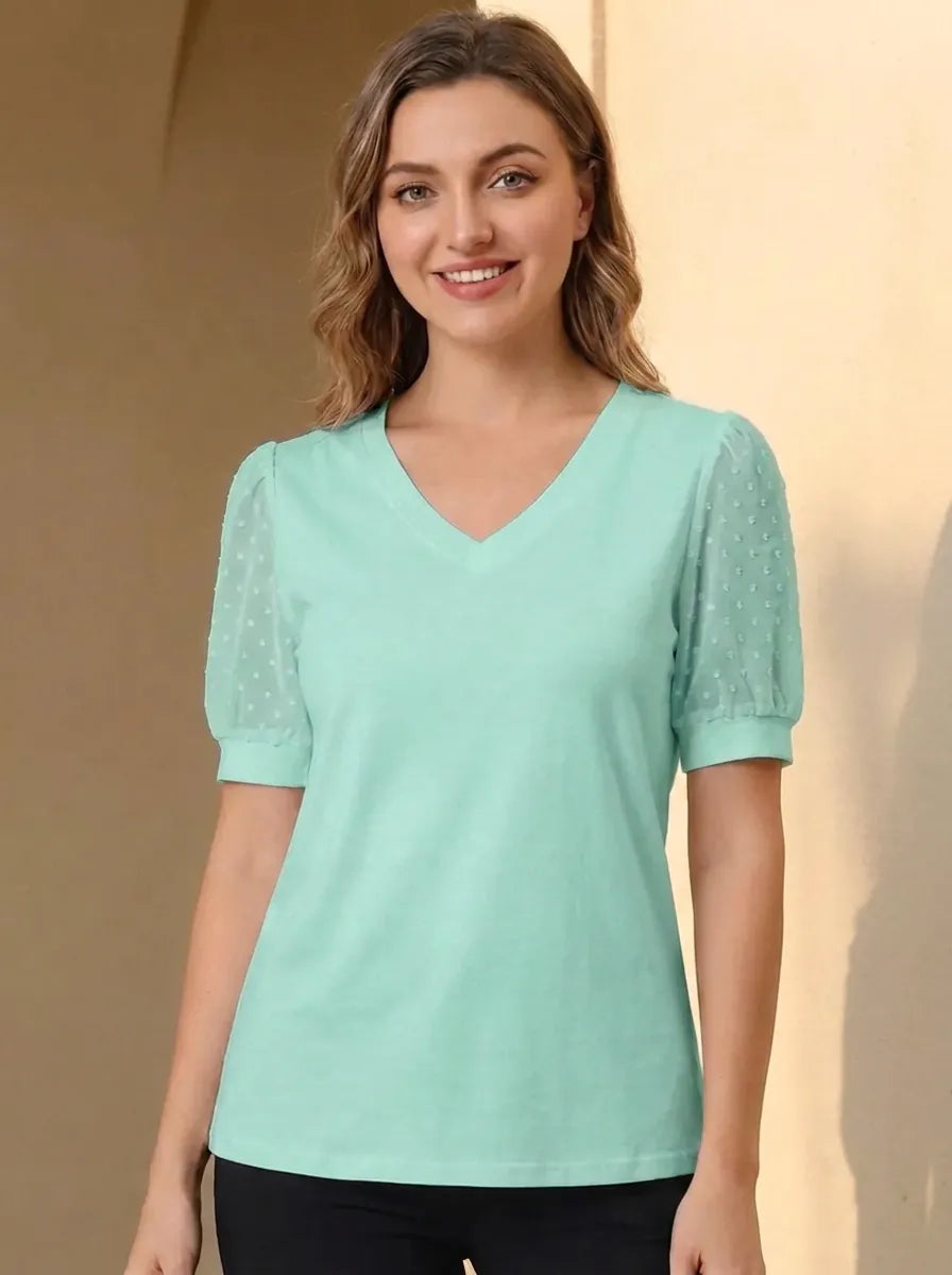 Lara | V-Ausschnitt Elegantes Top für Damen mit kurzen Ärmeln