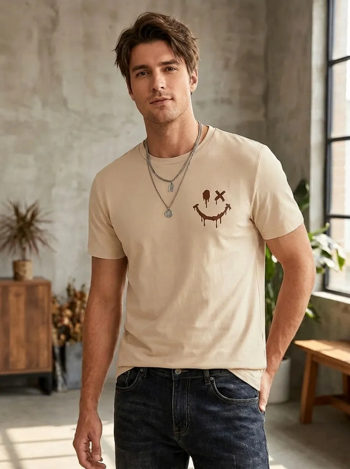 Eli | Sommer Smiley Meer T-Shirt für Herren mit Rundhalsausschnitt