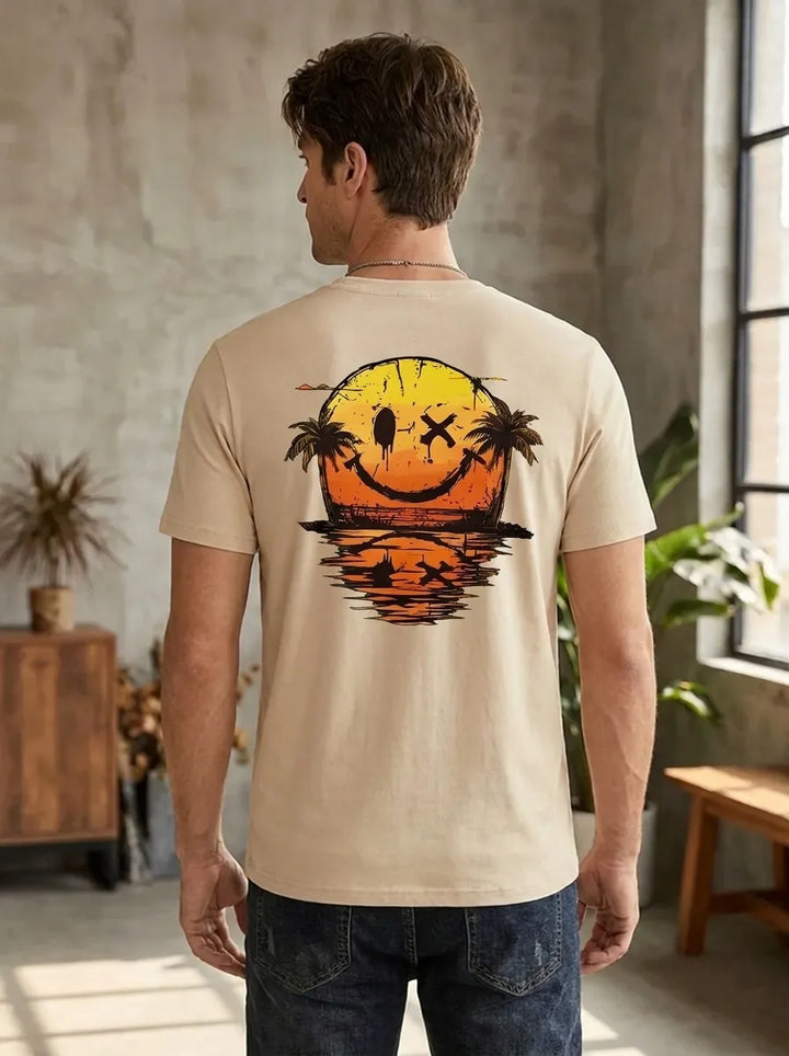 Eli | Sommer Smiley Meer T-Shirt für Herren mit Rundhalsausschnitt