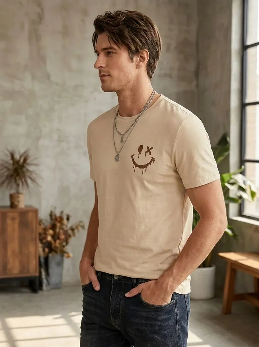 Eli | Sommer Smiley Meer T-Shirt für Herren mit Rundhalsausschnitt