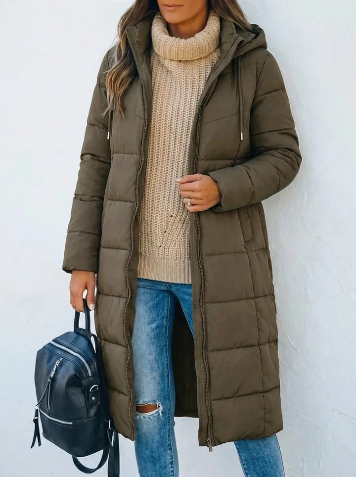 Rae | Lässige Kapuzen-Puffer-Daunenjacke für Damen mit langen Ärmeln