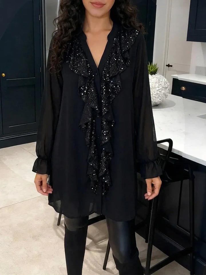 Blouse en maille décontractée et chic pour femmes avec motif feuilles de lotus